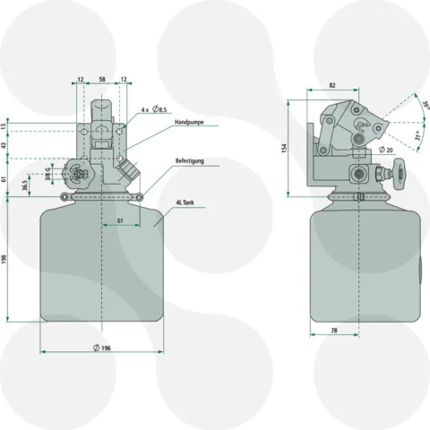 CHAPEL håndpumpe PE 20S1 Snittegning