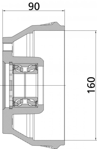 Knott 160 x 35 Bremsetromle m. leje 34x64x37, 4 huls