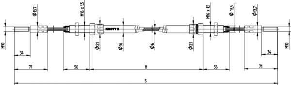 Knott Bremsekabel 1600 / 1970 mm 10 mm gevind