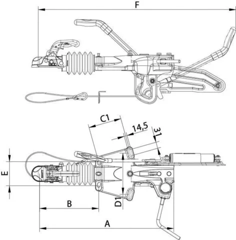 Knott Påløbsbremse KFG27-A, Smal model 1400-2700kg