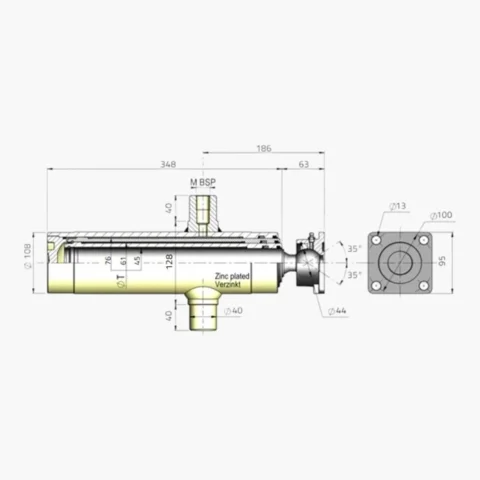 Teleskopcylinder Humbaur HTK 4 Trins 1150 mm