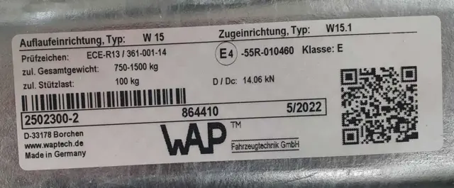 WAP Påløbsbremse WAP 15/15.1 750-1500kg