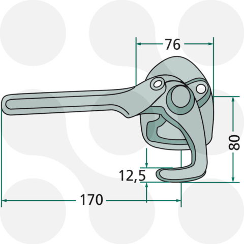 Hægtelukker st. 1 med højreluk uden fjeder