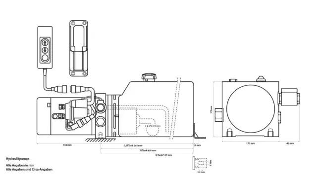 SPX Hydraulikpumpe 12 V 9 Liters tank