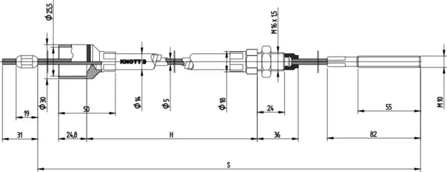 Knott Bremsekabel 1300/1560 mm.